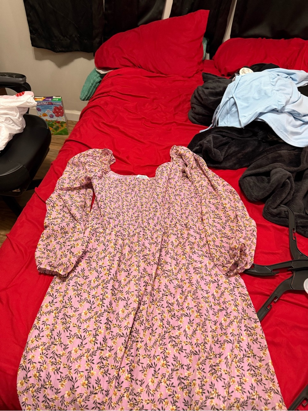 Rue21 Pink Floral Smocked Puff-Sleeve Dress